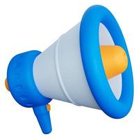 blue megaphone isolated 3d rendering illustration photo