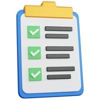 3d rendering task list with the check box isolated photo