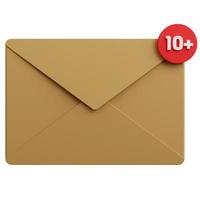 3d rendering mail with message notification ten plus isolated photo