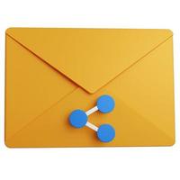3d rendering yellow mail share isolated photo