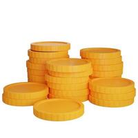 Six stack gold coins on white background - 3d render illustration photo