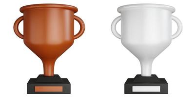 3d rendering two trophy blank isolated bronze and silver photo