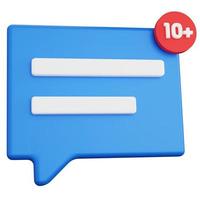 3d rendering chat blue with message count indicator isolated photo