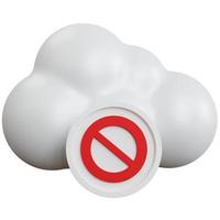 Representación 3d bloque nube blanca con señal de prohibición roja aislada foto