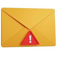 3d rendering yellow mail alert isolated photo