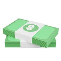 Representación 3d dos pilas de dinero verde fondo blanco. foto