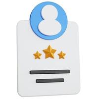 3d rendering feed back review with three stars and account icon isolated photo