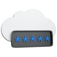 3d rendering cloud security with black password field isolated photo