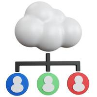 3d rendering cloud white with three connection profiles isolated photo