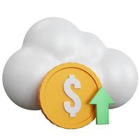 3d rendering cloud white with dollar coin and green up arrow isolated photo