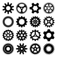 colección de conjunto de engranajes de máquina de rueda dentada vectorial icono de 16 engranajes. vector
