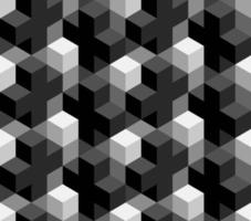 Seamless Pattern Black Cross White Cube 3D Isometric Shape