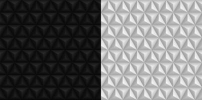 Black And White 3D Triangle Backgrounds Seamless Patterns vector