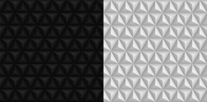 Black And White 3D Triangle Backgrounds Seamless Patterns vector