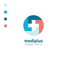 mediplus medical cross logo farmacia marca vector
