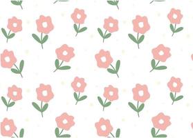 cute pink simple flower pattern seamless isolated on white background vector