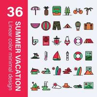 summer vacation icon in minimal linear color design vector