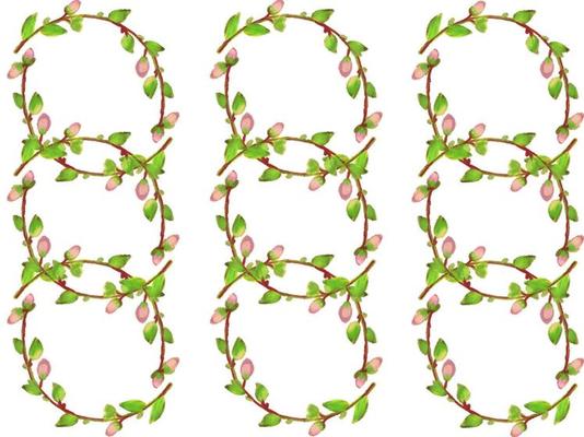 Watercolour pattern with blooming flowers and branches.