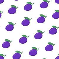 Plum seamless pattern. Illustration for printing, backgrounds, covers, packaging, greeting cards, posters, stickers, textile and seasonal design. Isolated on white background. vector