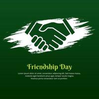 Happy friendship day design background with brush stroke and hand shake silhouette vector