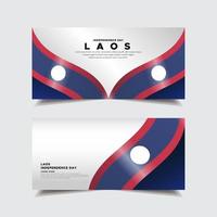 Collection of Laos independence day design banner. Laos independence day with wavy flag vector. vector