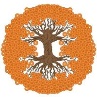 Money tree with Chinese coins. A traditional feng shui symbol for attracting wealth and prosperity. Color illustration. vector