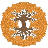 árbol de dinero con monedas de euro. un símbolo tradicional de feng shui para atraer riqueza y prosperidad. ilustración en color vector