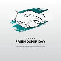 Elegant celebration friendship day design background with brush stroke and hand shake silhouette vector