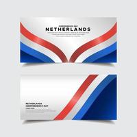 Collection of Netherlands independence day design banner. Holland independence day with wavy flag vector. vector