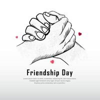 Celebration friendship day design with hand shake silhouette and paper hearts vector