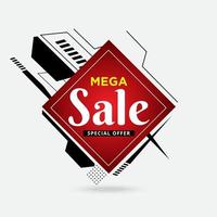 banner de oferta especial de mega venta. mega venta para la ilustración de vector de compras en línea.