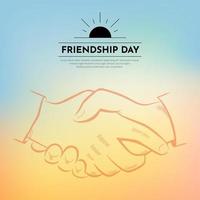 Elegant soft happy friendship day design background with hand shake silhouette vector