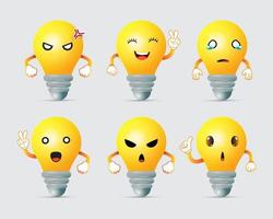 Collection of lamp light bulb cartoon character design icon vector