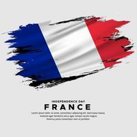 Increíble vector de fondo de bandera de Francia con estilo de pincel grunge. ilustración vectorial del día de la independencia de francia.