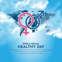 vector de diseño del día mundial de la salud sexual con cielo azul y nubes