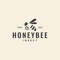 flying honey bee hipster logo design vector graphic symbol icon illustration creative idea