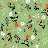 Simple seamless pattern with flowers. Vector graphics.