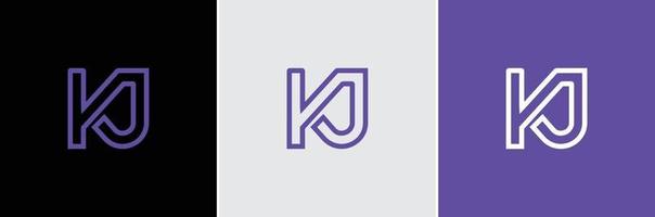 Outline Stroke KJ Logo Creative Modern Minimal Alphabet K J Initial Letter Mark Monogram Editable in Vector Format