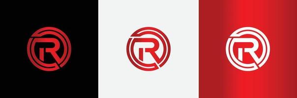 rojo r círculo logo creativo moderno mínimo alfabeto letra inicial marca monograma editable en formato vectorial