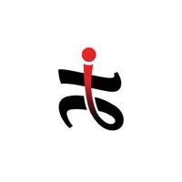 Creative Minimalist Alphabet Initial Letter Mark Monogram Logo Red and Black Hi H Editable in Vector Format