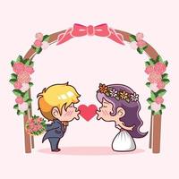 Bride and groom getting married free vector