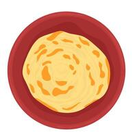 la ilustración vectorial de pan parotta, paratha o porotta es un plato de pan plano, que se puede encontrar en la india. Aislado en un fondo blanco. vector