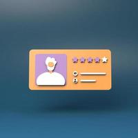 Candidate profile icon with a rating. 3d render illustration. photo