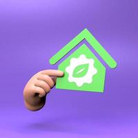 The hand holds an icon on the theme of ECO. ECO friendly concept. 3d render. photo