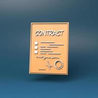 Contract icon. 3d render illustration. photo