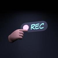 Hand holding record icon. 3d render illustration. photo