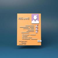 Resume icon. 3d render illustration. photo