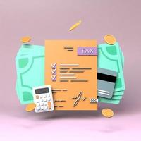 Concept of taxes. 3d render illustration. photo