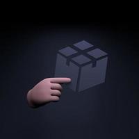 The hand is holding a box. 3d render illustration. photo