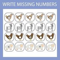 Write the missing numbers in the correct order vector
